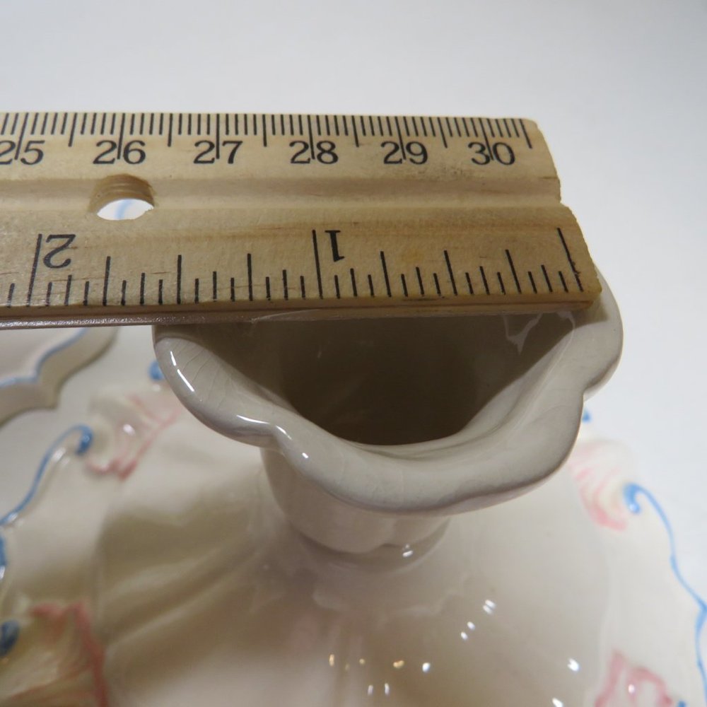Ceramic CANDLE HOLDERS (set of 2) Pink & Light Blue on white handcrafted 1984 - Picture 11 of 13